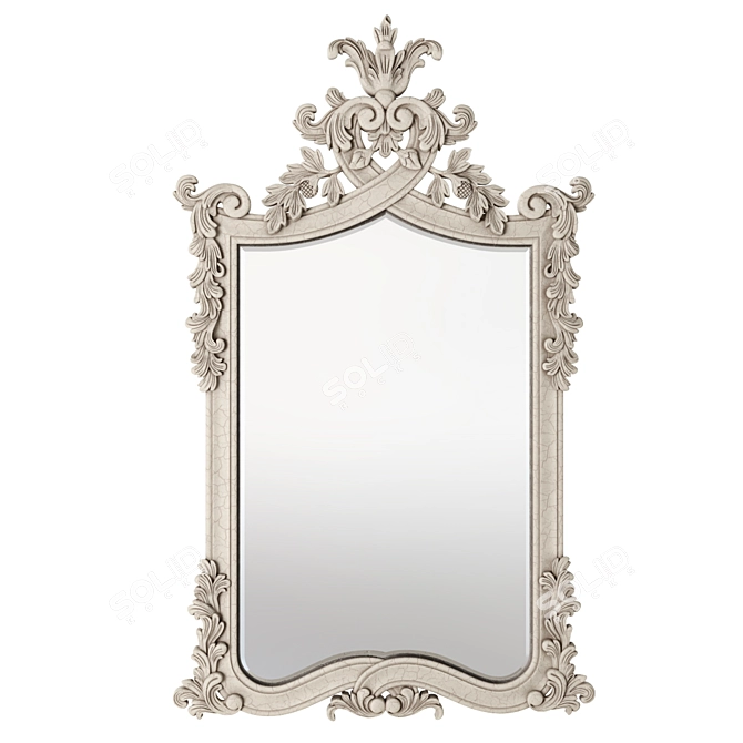 French Provencal Heart Top White Mirror 3D model image 1