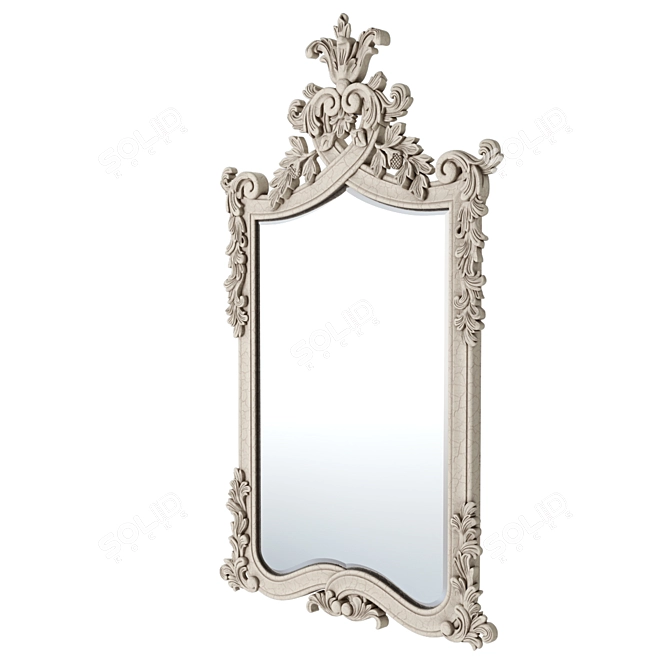 French Provencal Heart Top White Mirror 3D model image 2