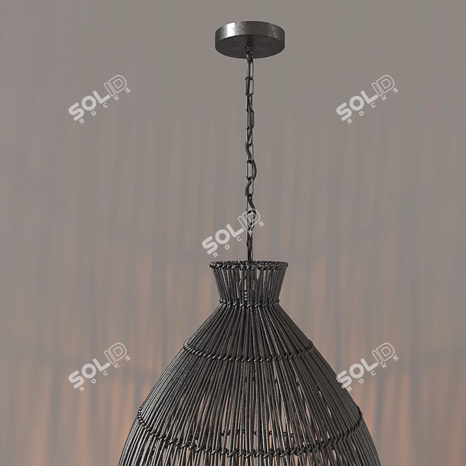 Indonesian Fishing Baskets: Authentic Pendant Lighting 3D model image 4