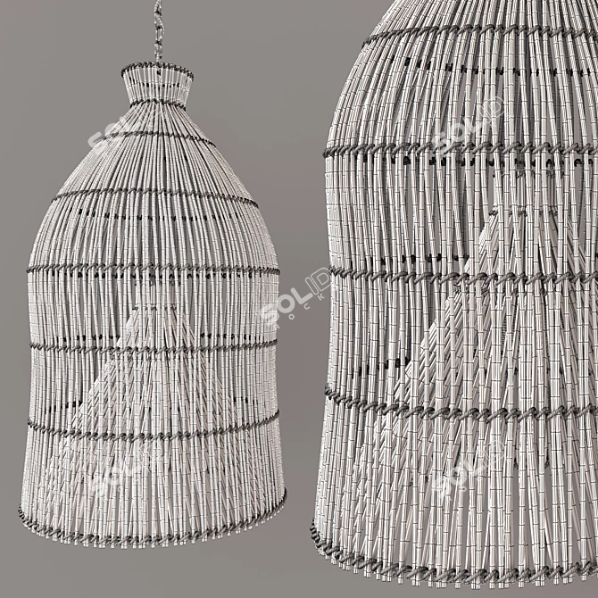 Indonesian Fishing Baskets: Authentic Pendant Lighting 3D model image 5