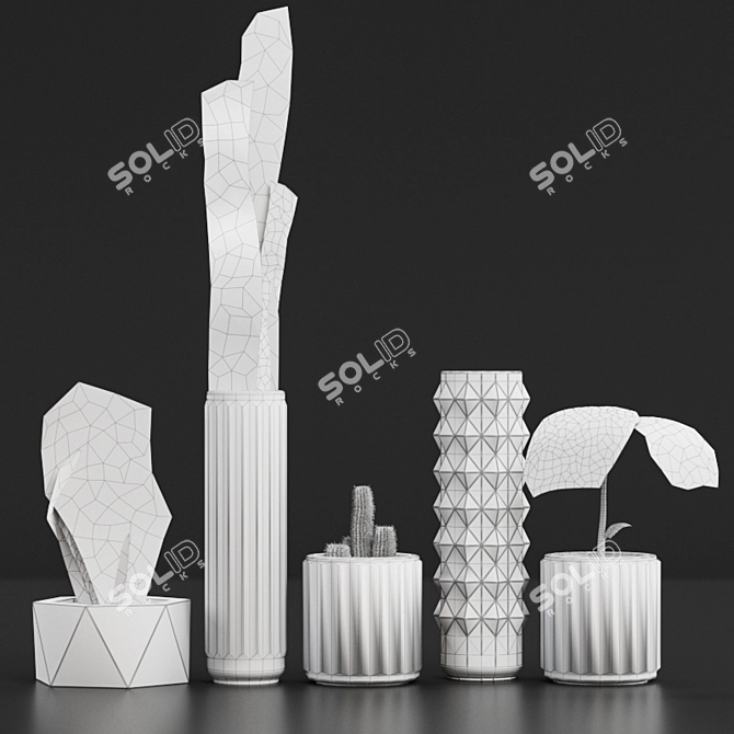Clay Glazed Flower Set 3D model image 8