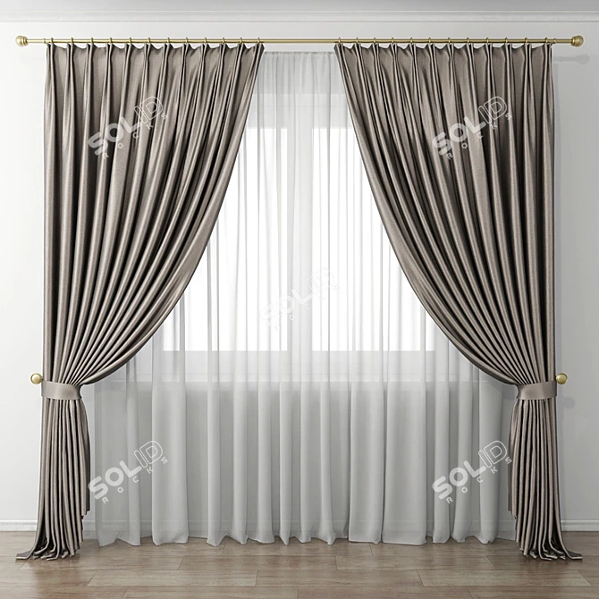 Elegant Sheer Window Curtain 3D model image 1