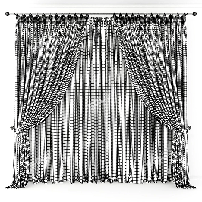Elegant Sheer Window Curtain 3D model image 2