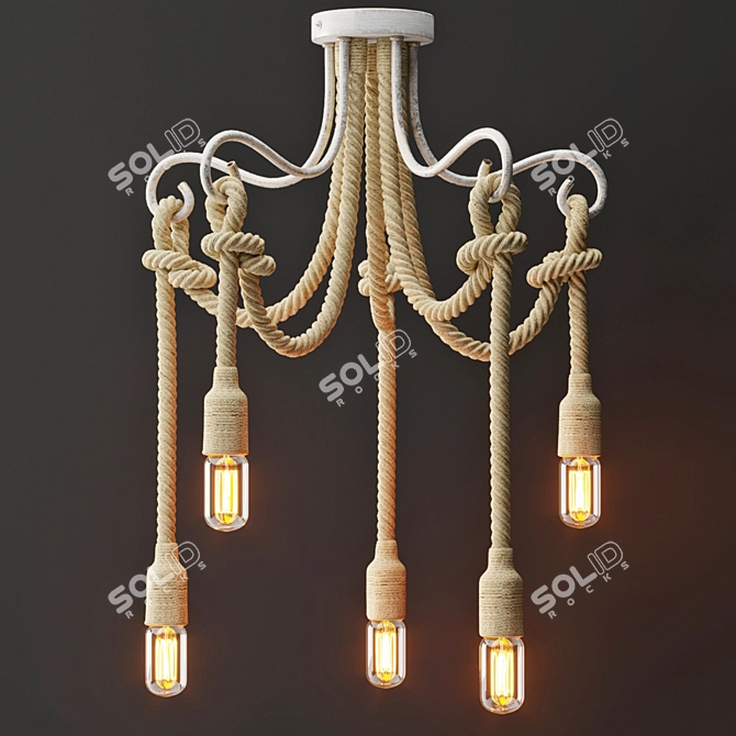 Vintage White Rope Chandelier 3D model image 1