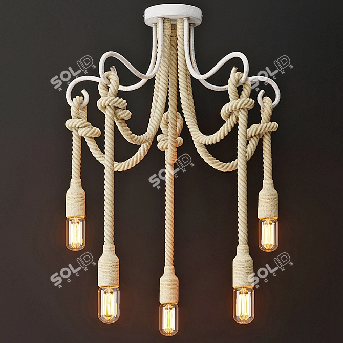 Vintage White Rope Chandelier 3D model image 2