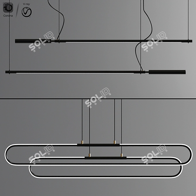 Modern Calypso Linear Suspension Set 3D model image 2