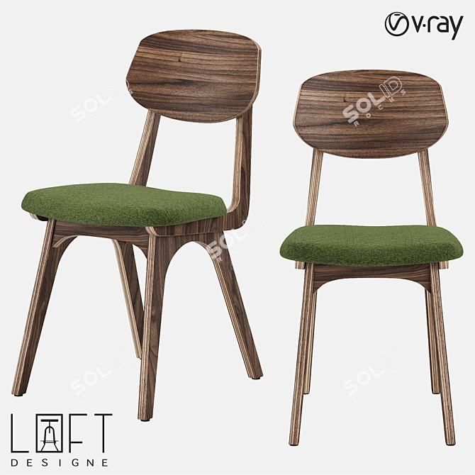 Stylish Wood and Fabric Chair 3D model image 1