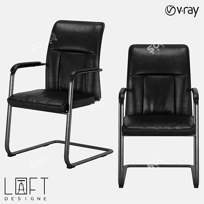 Modern Metal Chair in Eco-Leather - LoftDesigne 2022 3D model image 1