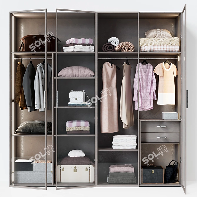 Elegant Glass Wardrobe by Colmar 3D model image 1