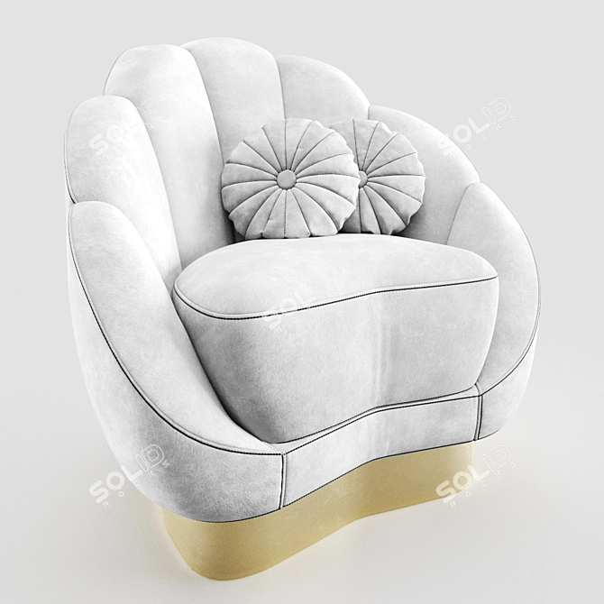 Glamorous Velvet Barrel Chair 3D model image 5