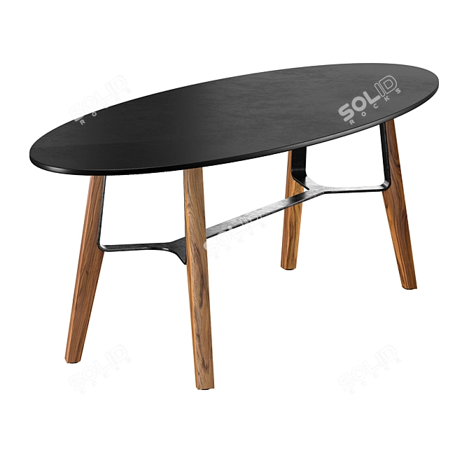 Modern Oval Coffee Table - Liu CT 3D model image 2