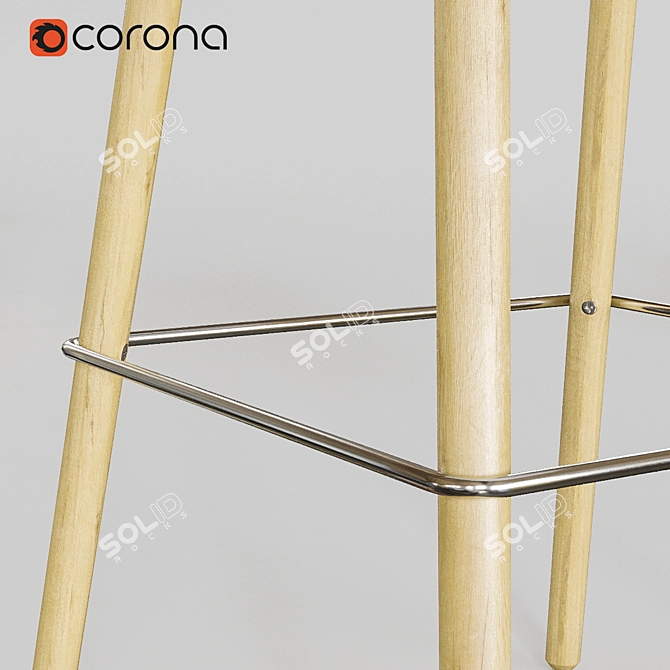 Sleek and Strong Bar Stool 3D model image 2