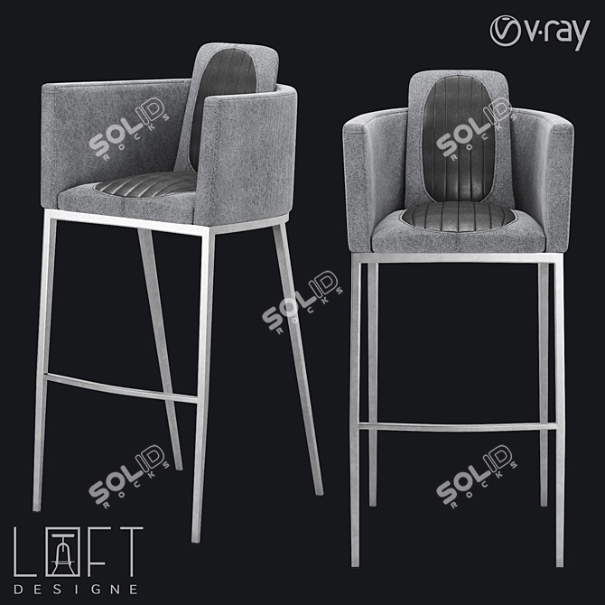 LoftDesign 2691: Stylish Metal and Faux Leather Bar Stool 3D model image 1