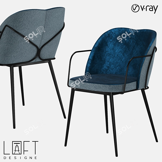 LoftDesigne 30469 Chair: Industrial Metal and Fabric Seating 3D model image 1