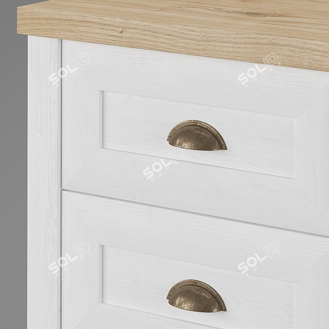 Modern 5-Drawer White Oak Chest 3D model image 2