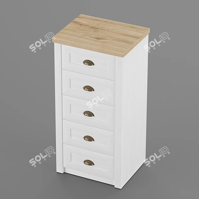 Modern 5-Drawer White Oak Chest 3D model image 3