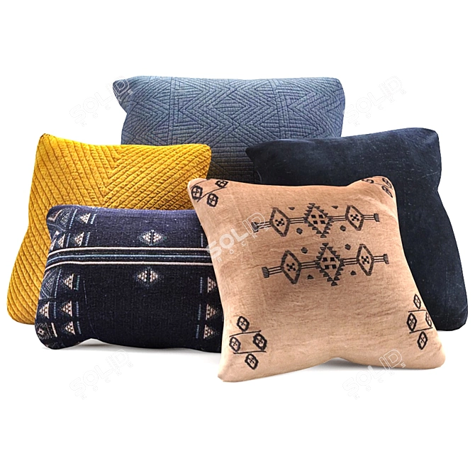 Modern Chic Pillows: Versatile Sizes & High-Quality Textures 3D model image 1