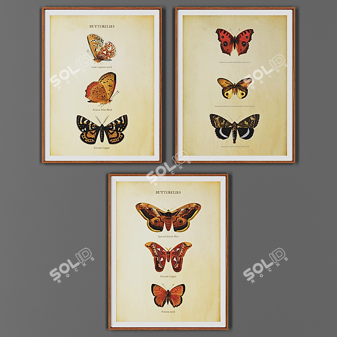 Wooden Frame Picture Set 3D model image 1