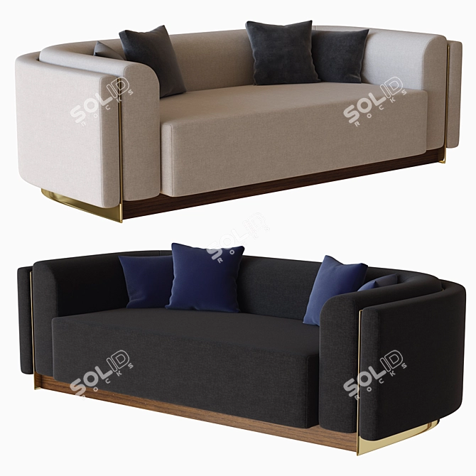 Elegant Wellington Sofa 3D model image 1