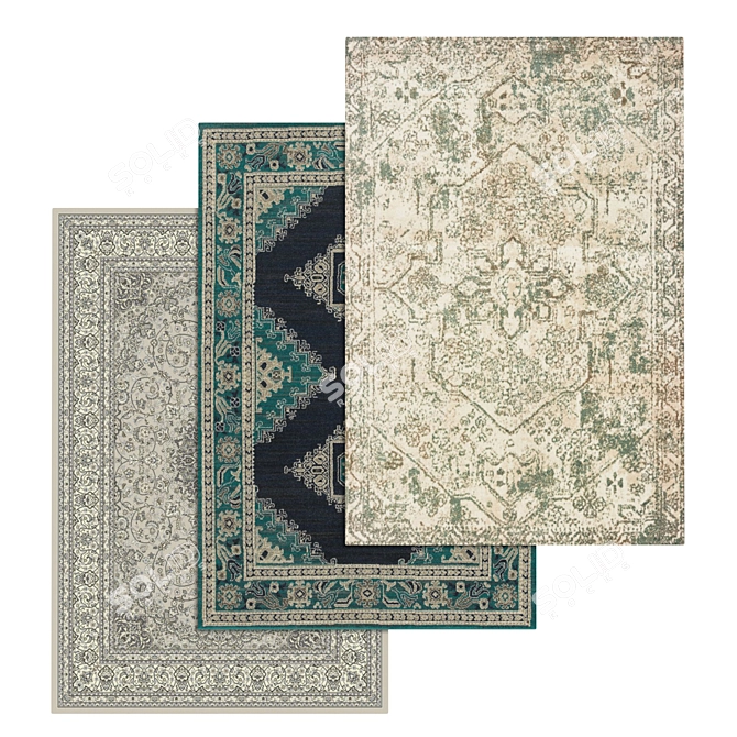 Title: Versatile 3-Piece Carpet Set 3D model image 1