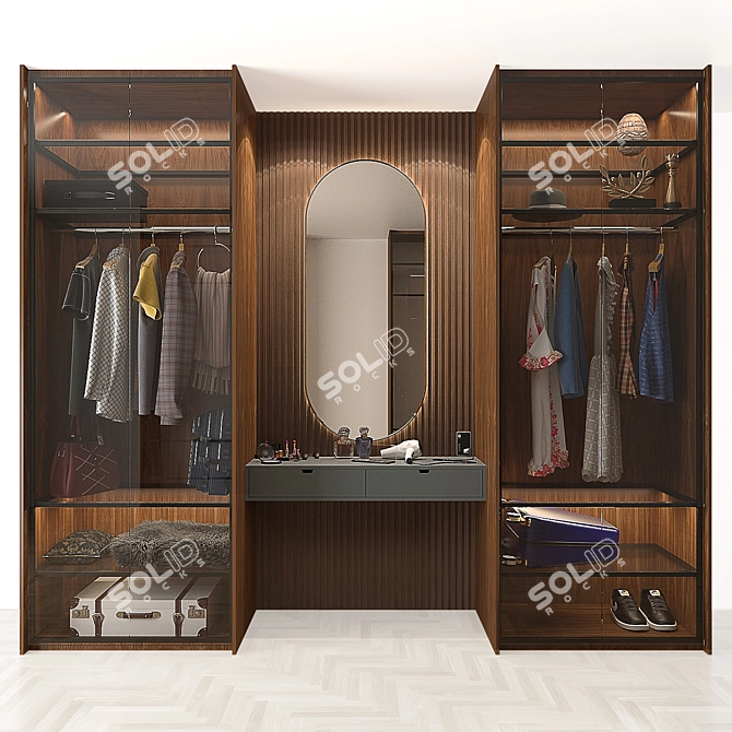 UltraClear Glass Wardrobe 3D model image 6