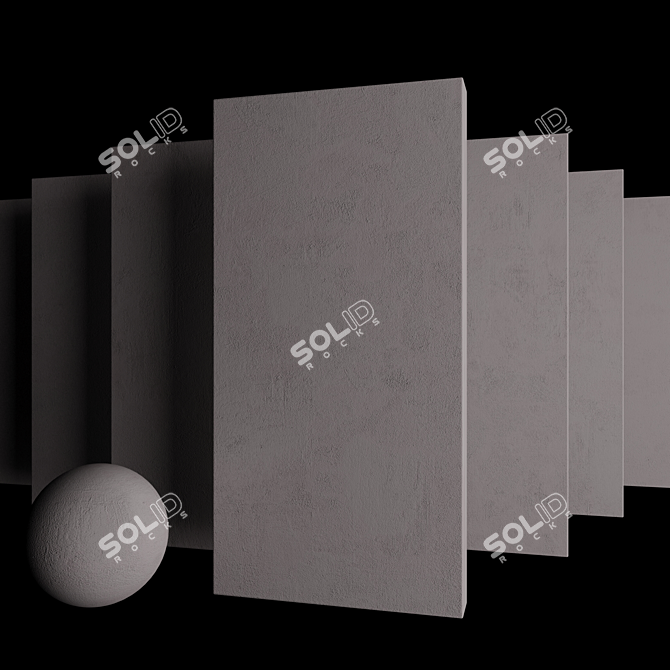 Modern Gray Concrete Tile Set 3D model image 3