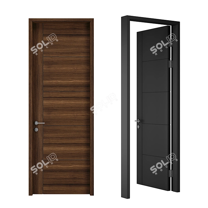 Elegant Walnut Modern Door 3D model image 1