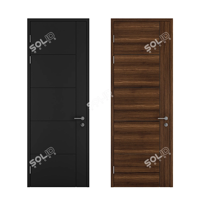 Elegant Walnut Modern Door 3D model image 2