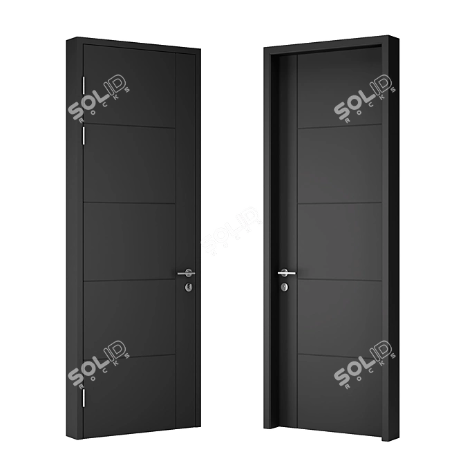 Elegant Walnut Modern Door 3D model image 3