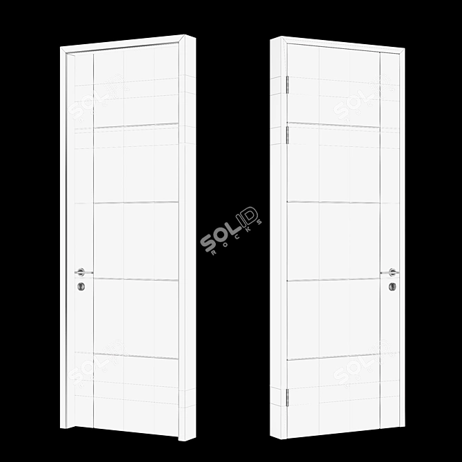 Elegant Walnut Modern Door 3D model image 5