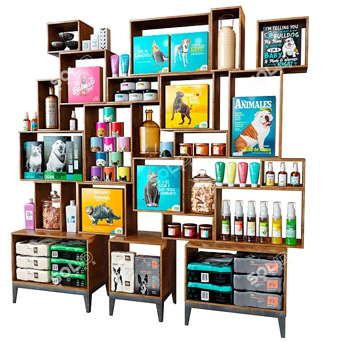 Pet Shop Shelves: Convenient and Stylish 3D model image 2