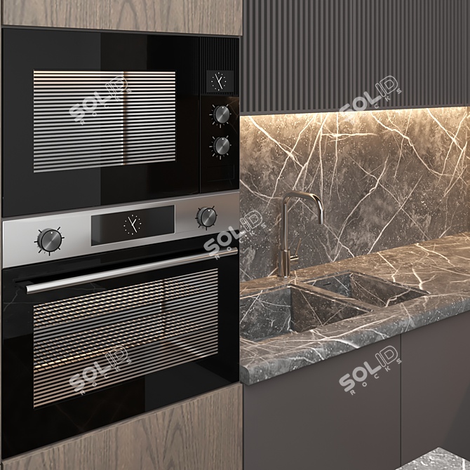 Modern Island Kitchen: High-Quality Renders Available 3D model image 3