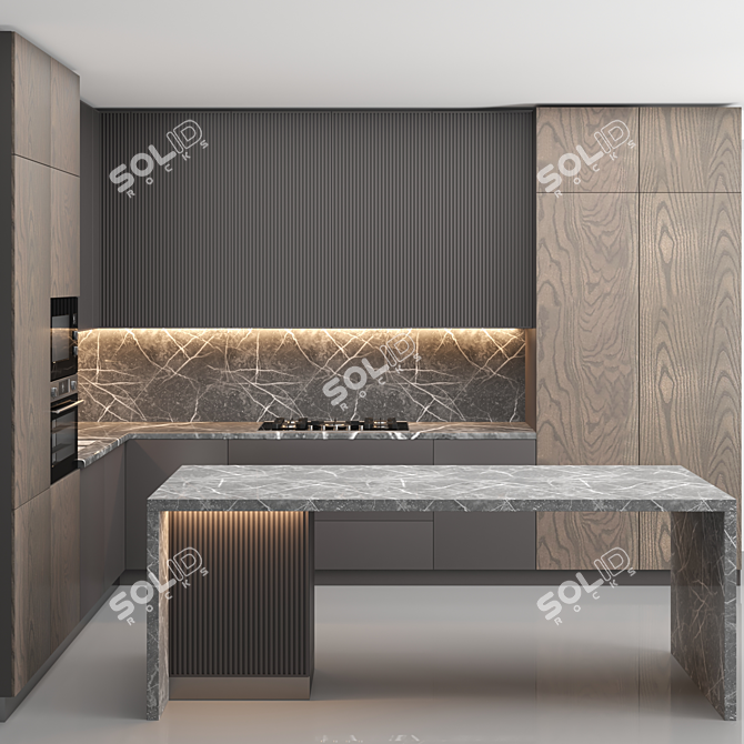 Modern Island Kitchen: High-Quality Renders Available 3D model image 6