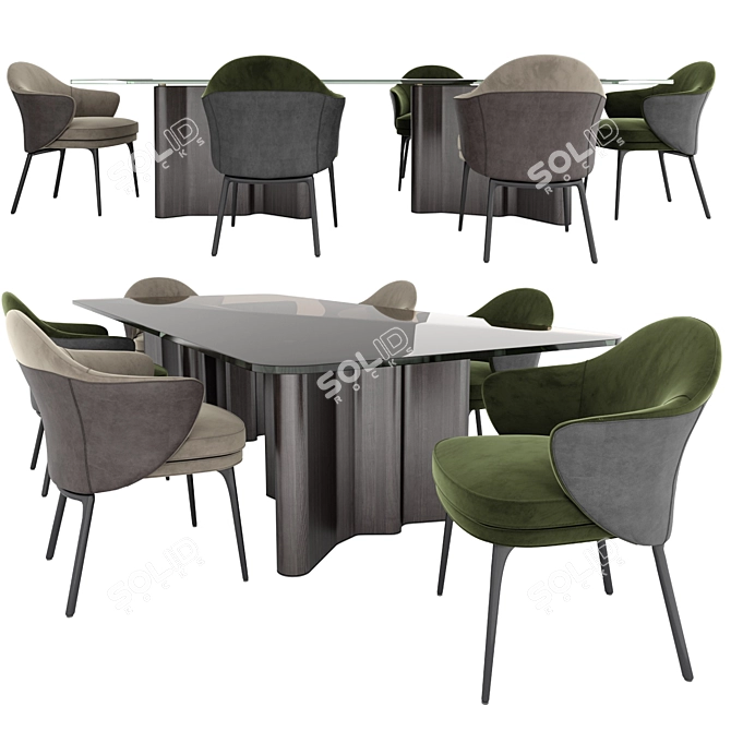 Elegant Duo: Angie Chair & Lou Table 3D model image 1