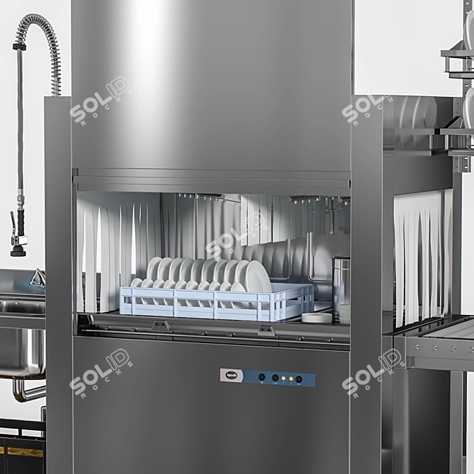 Efficient Conveyor Dishwasher: APACH ARC 100 3D model image 2