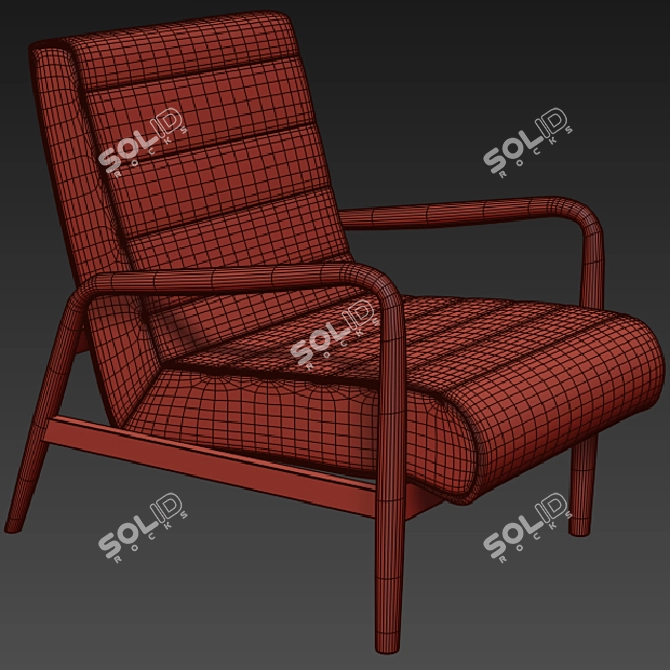 Velvet Wood Arm Chair: Elegant, Comfortable Design 3D model image 3