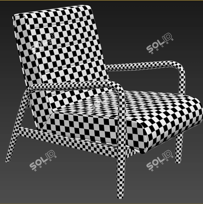 Velvet Wood Arm Chair: Elegant, Comfortable Design 3D model image 4