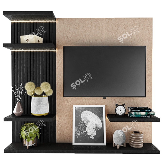 Sleek TV Shelf: Stylish and Functional 3D model image 1