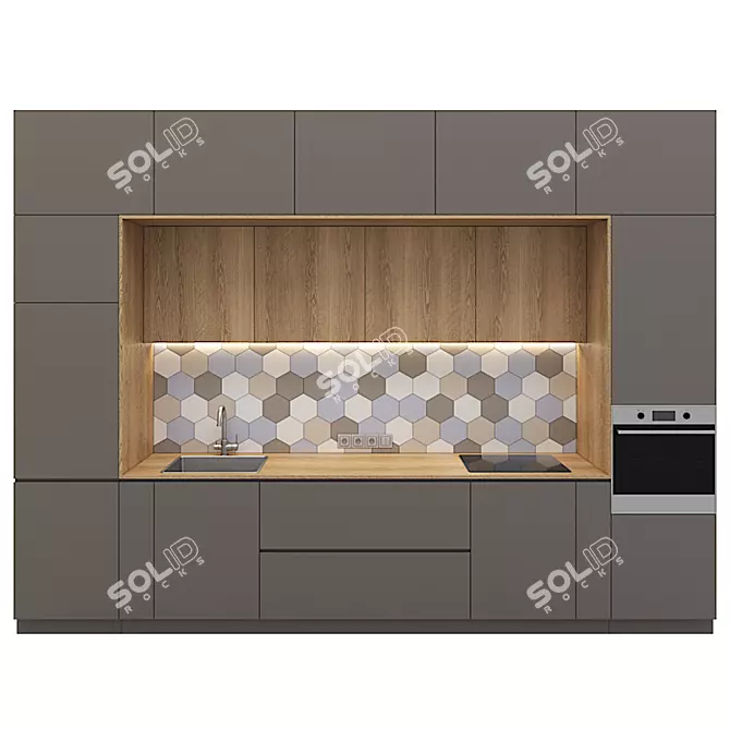 Modern Kitchen 3D Model 3D model image 1