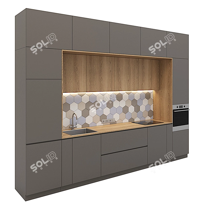 Modern Kitchen 3D Model 3D model image 2