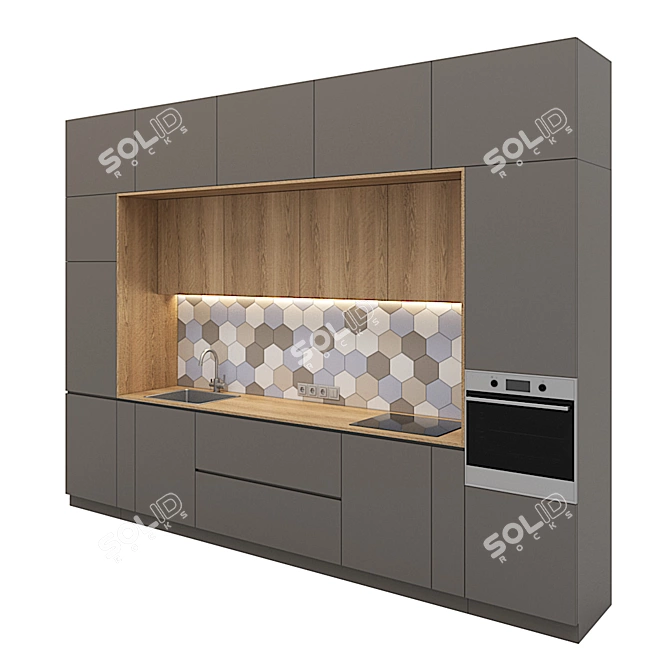 Modern Kitchen 3D Model 3D model image 3