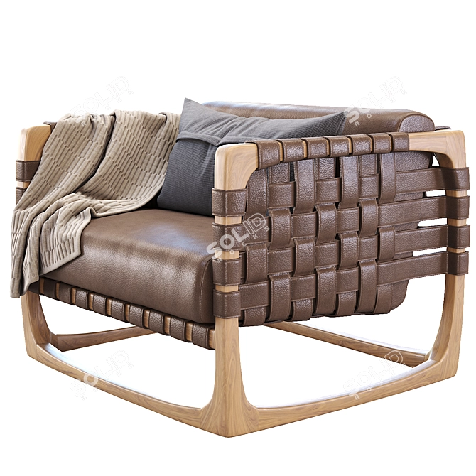 RIVA 1920 Bungalow Armchair: Timeless Elegance 3D model image 3