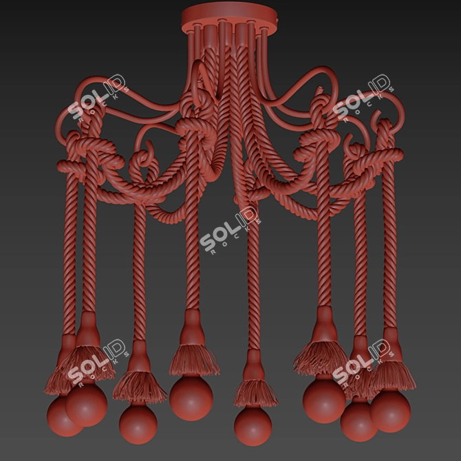 Rustic Loft Rope Light Chandelier 3D model image 4