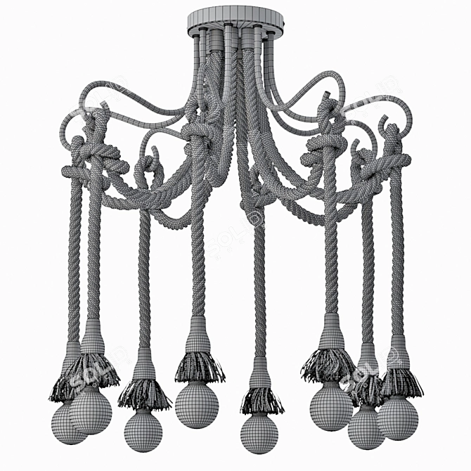 Rustic Loft Rope Light Chandelier 3D model image 5