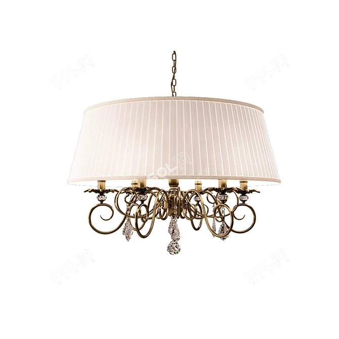 Elegant Antique Bronze Crystal Chandelier 3D model image 1