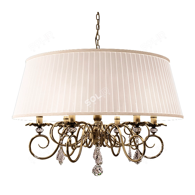 Elegant Antique Bronze Crystal Chandelier 3D model image 2