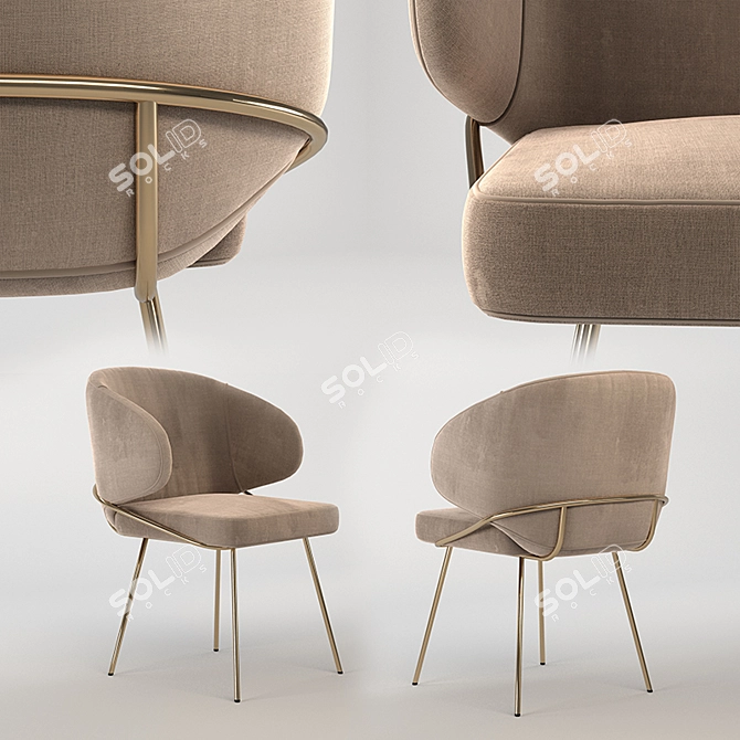 Elegant Kinley Dining Chair 3D model image 2