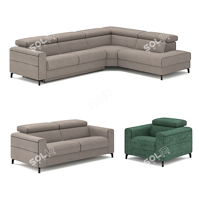 Belgian Comfort Tinos Sofa 3D model image 5