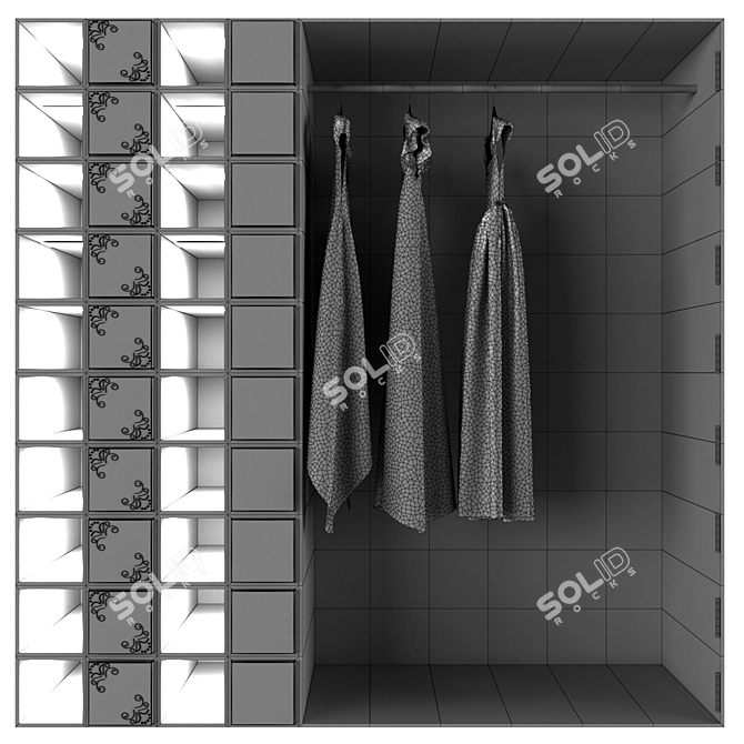 Modern 3-Door Wardrobe 3D model image 5