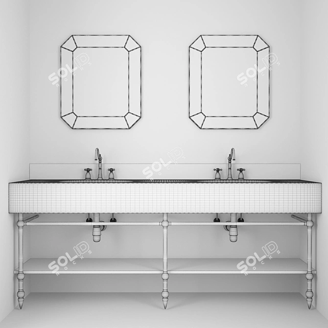 Sleek Bathroom Cabinet Set 3D model image 2